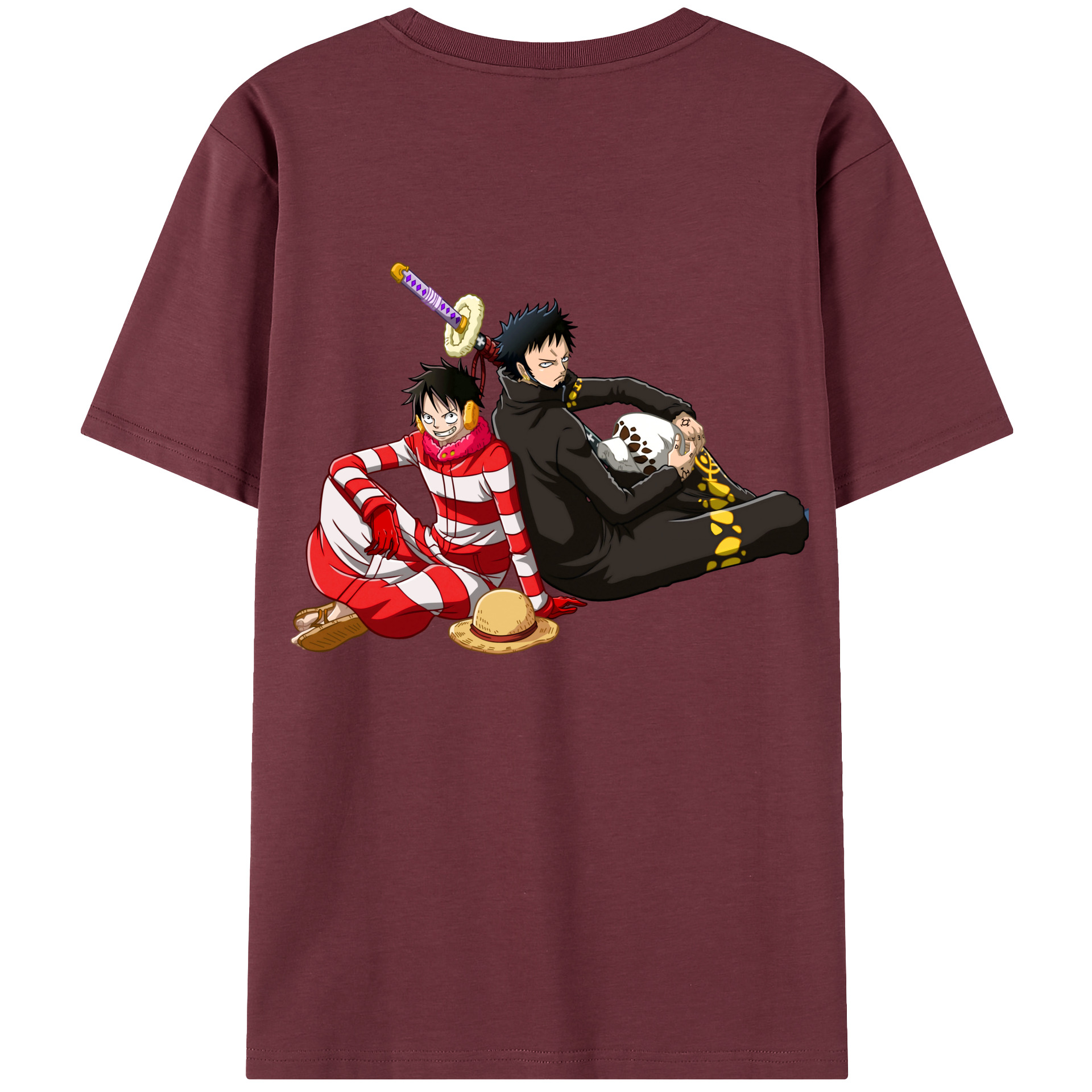 ワンピース モンキー・D・ルフィ ONE PIECE Monkey D. Luffy 綿100％半袖Tシャツ（背面プリント）